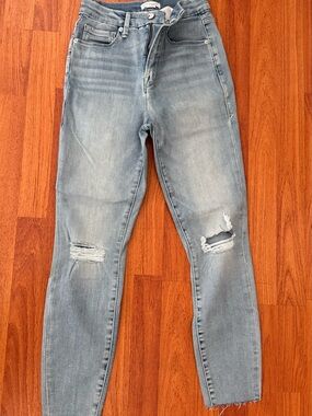 Good American Ankle Distressed High-Rise Skinny Jeans